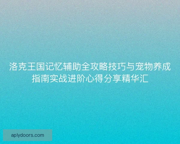 洛克王国记忆辅助全攻略技巧与宠物养成指南实战进阶心得分享精华汇